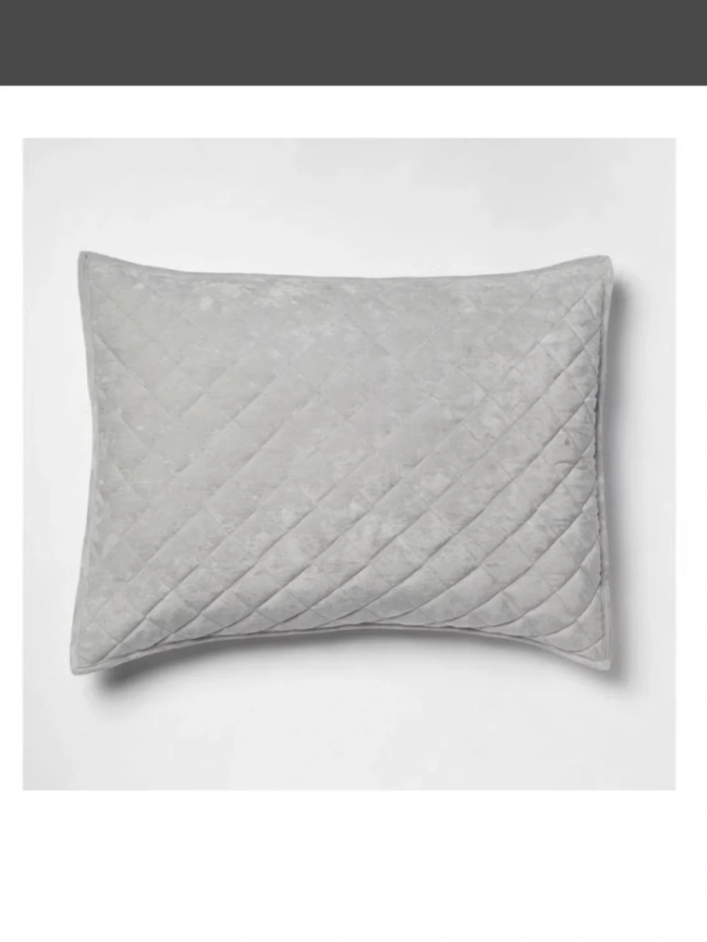 2x Diamond Stitch Velvet Quilt Shams in Light Gray OEKO- TEX Certified Polyester